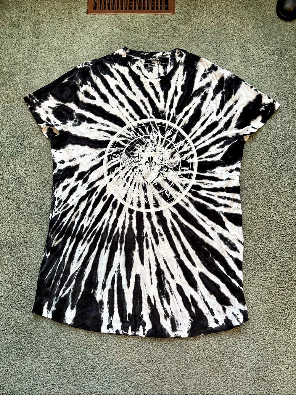 Balmain Printemps-Été 2018 Tie-Dye Crest Logo T-Shirt Tee XL
